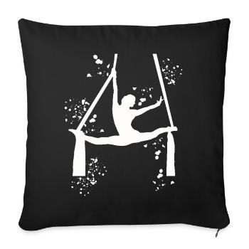 Tissu vertical acrobaties aériennes soie aérienne - Housse de coussin décorative 45 x 45 cm - noir - Devant
