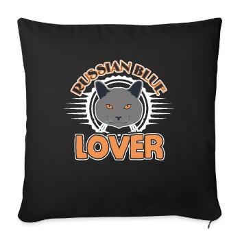 Russian Blue Cat Lover - Sofa pillowcase 17,3'' x 17,3'' (45 x 45 cm) - black - Front
