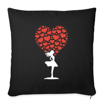 The heart in the heart - Sofa pillowcase 17,3'' x 17,3'' (45 x 45 cm) - black - Front