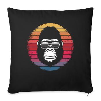 Gorilla with Sunglasses - Retro Vintage Sunset - Sofa pillowcase 17,3'' x 17,3'' (45 x 45 cm) - black - Front