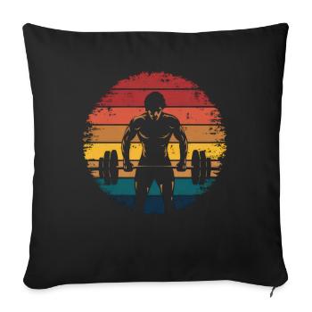 Bodybuilder Silhouette - Retro Vintage Sunset - Sofa pillowcase 17,3'' x 17,3'' (45 x 45 cm) - black - Front