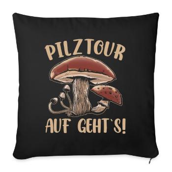 Mushroom Hunt Mushroom Tour Let's Go Mushroom Collector - Sofa pillowcase 17,3'' x 17,3'' (45 x 45 cm) - black - Front
