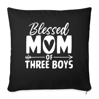 Mom Of Three Boys Funny Boy Mom Mothers Day - Sofa pillowcase 17,3'' x 17,3'' (45 x 45 cm) - black - Front