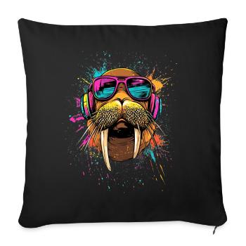 Walrus, tusks, seal, wild Pacific walruses - Sofa pillowcase 17,3'' x 17,3'' (45 x 45 cm) - black - Front