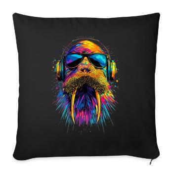 Walrus, tusks, seal, wild Pacific walruses - Sofa pillowcase 17,3'' x 17,3'' (45 x 45 cm) - black - Front