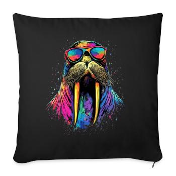 Walrus, tusks, seal, wild Pacific walruses - Sofa pillowcase 17,3'' x 17,3'' (45 x 45 cm) - black - Front