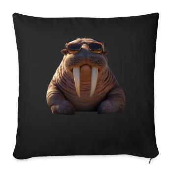 Walrus, tusks, seal, wild Pacific walruses - Sofa pillowcase 17,3'' x 17,3'' (45 x 45 cm) - black - Front
