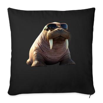 Walrus, tusks, seal, wild Pacific walruses - Sofa pillowcase 17,3'' x 17,3'' (45 x 45 cm) - black - Front