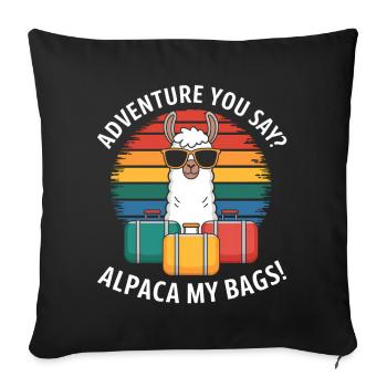 Alpaca Saying Travel Llama Funny Alpaca Gift - Sofa pillowcase 17,3'' x 17,3'' (45 x 45 cm) - black - Front