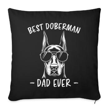 Doberman disant papa drôle Doberman cadeau - Housse de coussin décorative 45 x 45 cm - noir - Devant