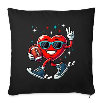 Valentine's Day Football Chucks Heart America Funny - Sofa pillowcase 17,3'' x 17,3'' (45 x 45 cm) - black - Front