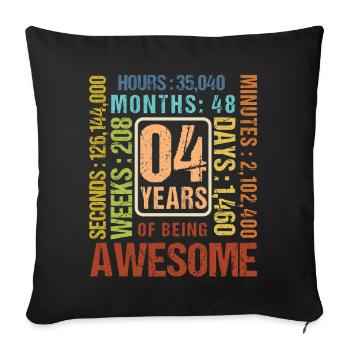 4 ans ! Cadeau d’anniversaire pour 4 ans - Housse de coussin décorative 45 x 45 cm - noir - Devant