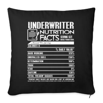 Underwriter Nutrition Facts - Sofa pillowcase 17,3'' x 17,3'' (45 x 45 cm) - black - Front