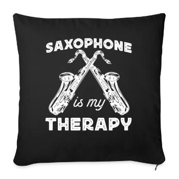 Saxophone Saxophone Is My Therapy - Sofa pillowcase 17,3'' x 17,3'' (45 x 45 cm) - black - Front