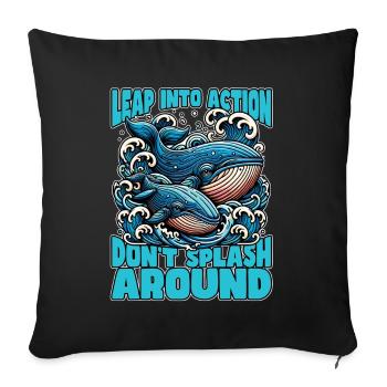 Whale Watching Leap Into Action Marine Biologist - Sofakissenbezug 45 x 45 cm - Schwarz - Vorne