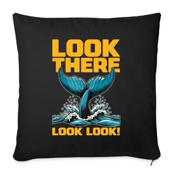 Observation des baleines Regardez là Regardez Regardez Créatures marines - Housse de coussin décorative 45 x 45 cm - noir - Devant