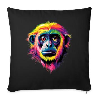Gibbon Monkey Whitehand Gibbon Monkey Cute Lar Gibbons - Sofa pillowcase 17,3'' x 17,3'' (45 x 45 cm) - black - Front