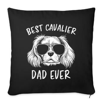 Cavalier King Charles Spaniel Disant Papa Cadeau - Housse de coussin décorative 45 x 45 cm - noir - Devant