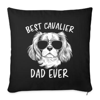 Cavalier King Charles Spaniel Disant Papa Cadeau - Housse de coussin décorative 45 x 45 cm - noir - Devant