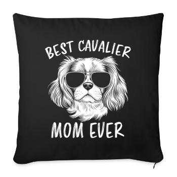 Cavalier King Charles Spaniel Disant Maman Cadeau - Housse de coussin décorative 45 x 45 cm - noir - Devant
