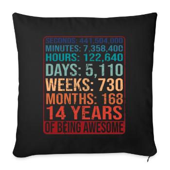 14 years old! Birthday Gift 14th Birthday - Sofa pillowcase 17,3'' x 17,3'' (45 x 45 cm) - black - Front