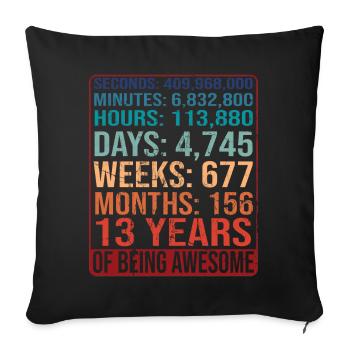 13 years old! Birthday Gift 13th Birthday - Sofa pillowcase 17,3'' x 17,3'' (45 x 45 cm) - black - Front