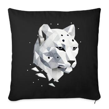 Geometric Snow Leopard – Elegance of the Wilderness - Sofa pillowcase 17,3'' x 17,3'' (45 x 45 cm) - black - Front
