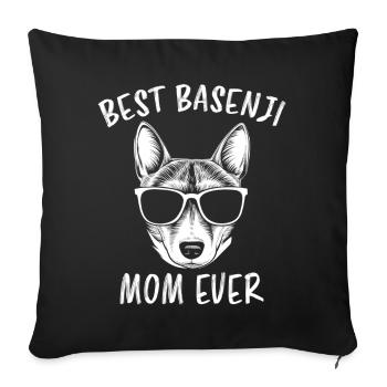 Basenji disant maman chien drôle Basenji cadeau - Housse de coussin décorative 45 x 45 cm - noir - Devant