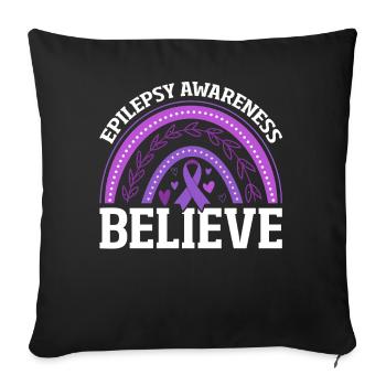 Believe Epilepsie Boho Lila Regenbogen Epilepsie - Sofakissenbezug 45 x 45 cm - Schwarz - Vorne