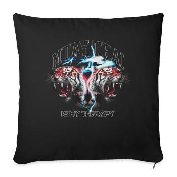 Muay Thai est ma thérapie MMA Tiger Kickboxing - Housse de coussin décorative 45 x 45 cm - noir - Devant