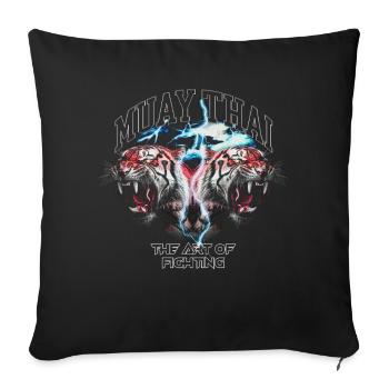 Muay Thai L’art de se battre MMA Tiger Kickboxing - Housse de coussin décorative 45 x 45 cm - noir - Devant