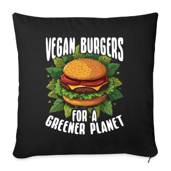 Burger végétarien Burger végétalien Burger végétarien - Housse de coussin décorative 45 x 45 cm - noir - Devant
