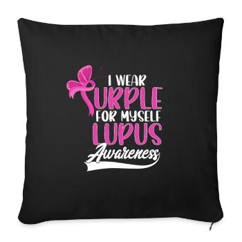 Je porte du violet pour moi-même Conscience du lupus - Housse de coussin décorative 45 x 45 cm - noir - Devant