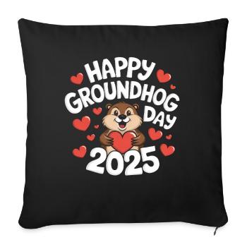 Happy Groundhog Day - Sofa pillowcase 17,3'' x 17,3'' (45 x 45 cm) - black - Front