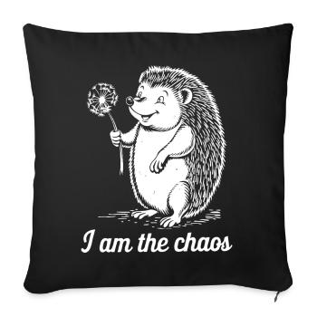 Je Suis Le Chaos Drôle Hérisson Pissenlit Animal - Housse de coussin décorative 45 x 45 cm - noir - Devant