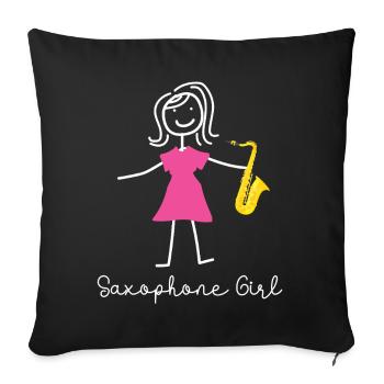 Saxophone Saxophone Girl - Sofa pillowcase 17,3'' x 17,3'' (45 x 45 cm) - black - Front