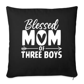 Mom Of Three Boys Funny Boy Mom Mothers Day - Sofa pillowcase 17,3'' x 17,3'' (45 x 45 cm) - black - Front