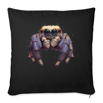 Jumping Spider Springspinnen Springspinne - Sofakissenbezug 45 x 45 cm - Schwarz - Vorne