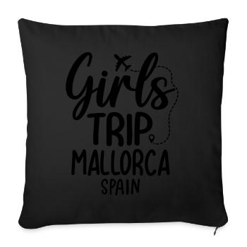 Voyage entre filles à Majorque en Espagne - Housse de coussin décorative 45 x 45 cm - noir - Devant
