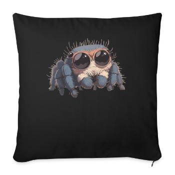 Jumping Spider Springspinnen Springspinne - Sofakissenbezug 45 x 45 cm - Schwarz - Vorne