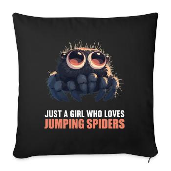 Jumping Spider Springspinnen Springspinne - Sofakissenbezug 45 x 45 cm - Schwarz - Vorne