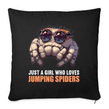 Jumping Spider Springspinnen Springspinne - Sofakissenbezug 45 x 45 cm - Schwarz - Vorne