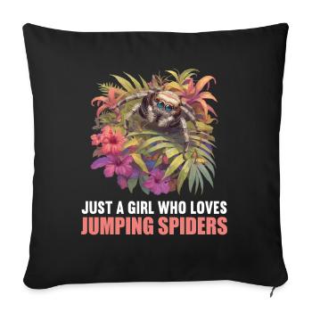 Jumping Spider Springspinnen Springspinne - Sofakissenbezug 45 x 45 cm - Schwarz - Vorne
