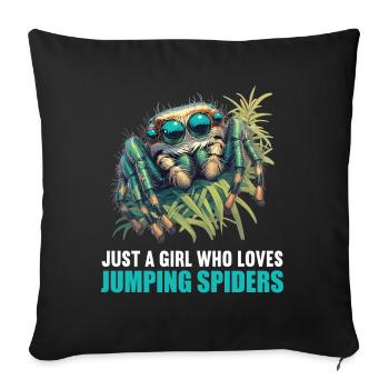 Jumping Spider Springspinnen Springspinne - Sofakissenbezug 45 x 45 cm - Schwarz - Vorne