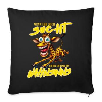 Crazy Giraffe on the Edge of Madness Comic Style - Sofa pillowcase 17,3'' x 17,3'' (45 x 45 cm) - black - Front