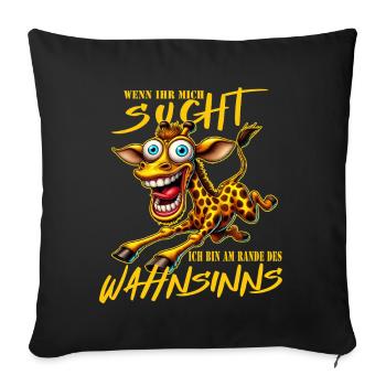 Crazy Giraffe on the Edge of Madness Comic Style - Sofa pillowcase 17,3'' x 17,3'' (45 x 45 cm) - black - Front