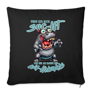Crazy Nilpferd am Rande des Wahnsinns Comic Stil - Sofakissenbezug 45 x 45 cm - Schwarz - Vorne