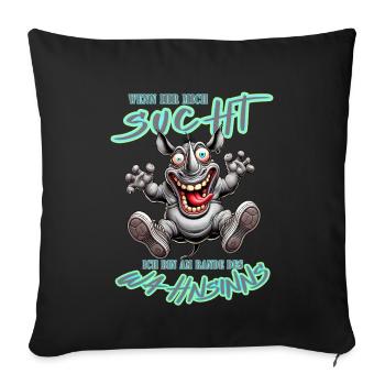 Crazy Rhino on the Edge of Madness Comic Style - Sofa pillowcase 17,3'' x 17,3'' (45 x 45 cm) - black - Front