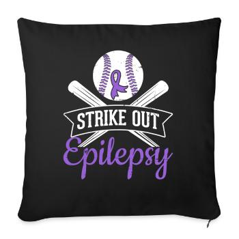 Strike Out Epilepsie Lila Band Lustiger Baseball - Sofakissenbezug 45 x 45 cm - Schwarz - Vorne