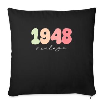 1948 Anniversaire Année de naissance - Housse de coussin décorative 45 x 45 cm - noir - Devant